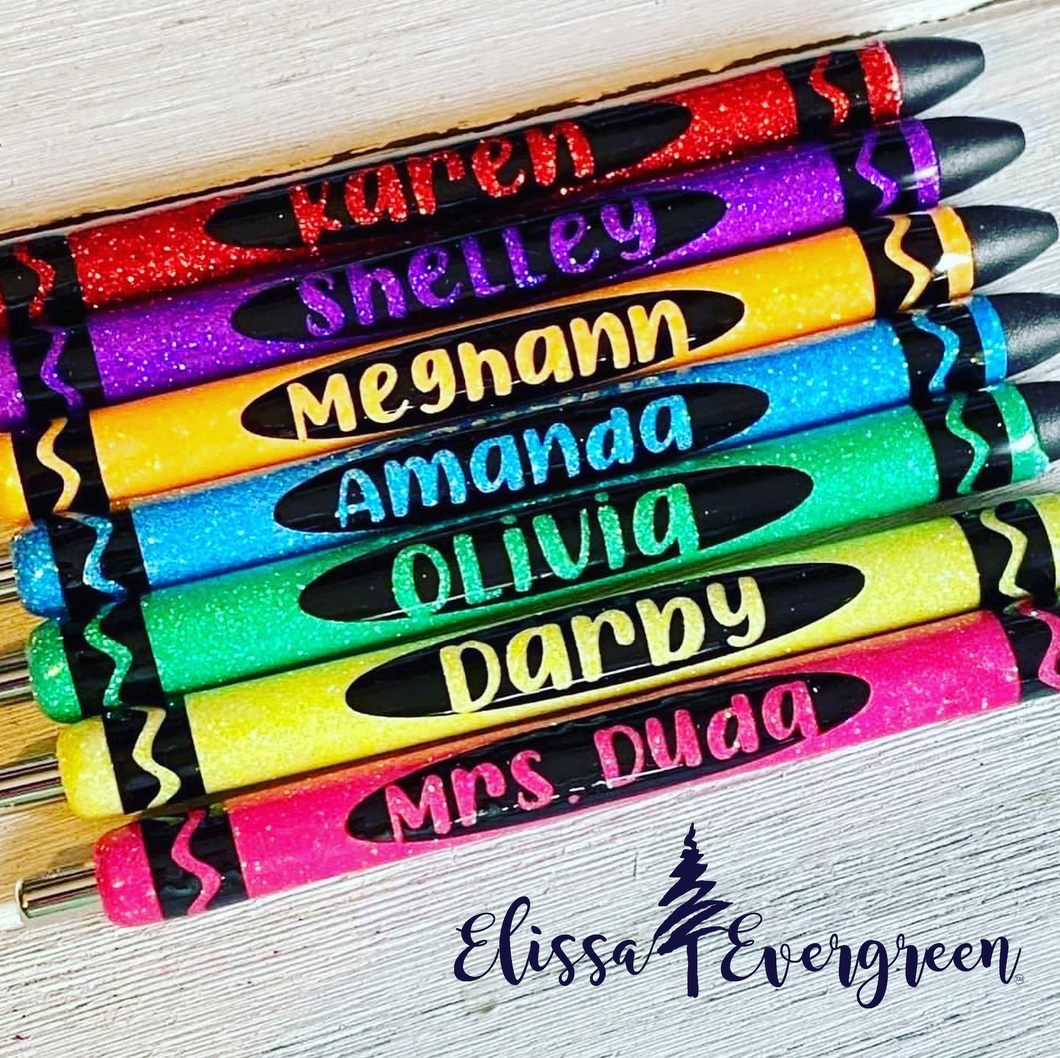 Glitter Crayon Pen | Personalized Pen | Personalized Desk Set