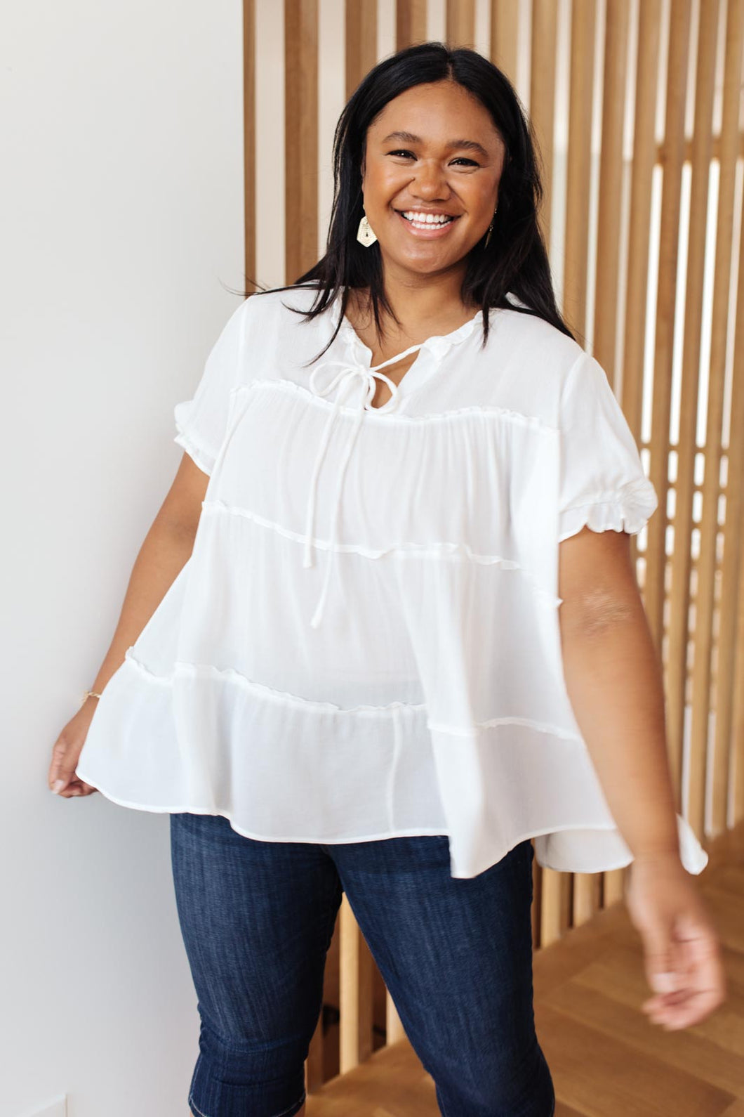 Smooth Sailing White Flowy Top All That Stuff Inc