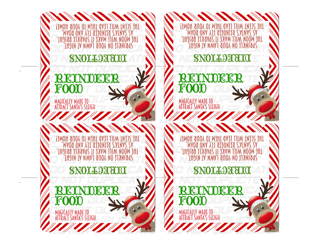 Magical Reindeer Food Christmas Treat Bag Topper Printable Digital Download with Recipe