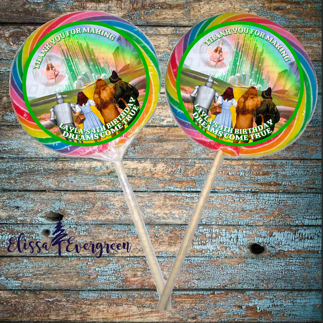 Over the Rainbow Mini or Jumbo Swirl Pops | Party Favors | Oz Inspired | Personalized