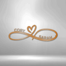 Load image into Gallery viewer, Couples Infinity Monogram Steel Sign | Personalized
