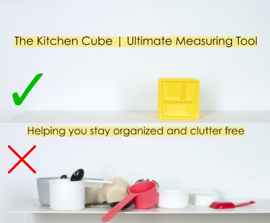 The Kitchen Cube is an All-in-1 measuring device that will save drawer  space, increase organization, and decrease the time spent l…