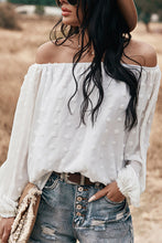 Load image into Gallery viewer, Off Shoulder Embroidered Polka Dot Top
