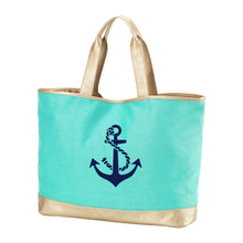 Load image into Gallery viewer, Anchors Away Mint Cabana Tote

