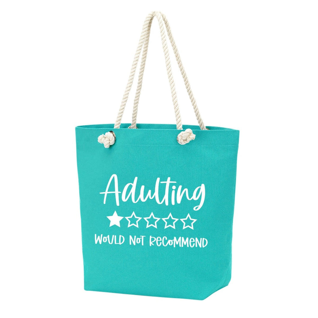 Adulting Castaway Tote With Rope Handles | Personalized