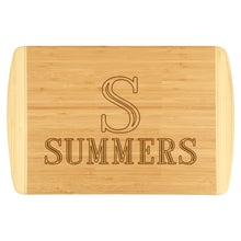 Load image into Gallery viewer, Single Initial Name Two-Tone Cutting Board | Personalized
