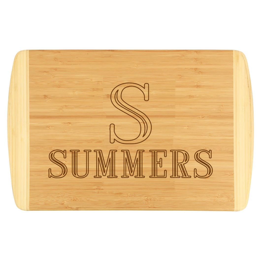 Single Initial Name Two-Tone Cutting Board | Personalized