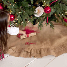 Load image into Gallery viewer, Burlap Ruffle Tree Skirt | Personalized | Monogrammed Christmas Tree Skirt
