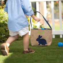 Load image into Gallery viewer, Navy Burlap Bunny Bucket

