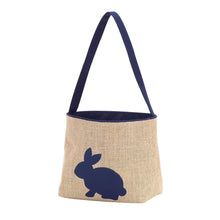 Load image into Gallery viewer, Navy Burlap Bunny Bucket
